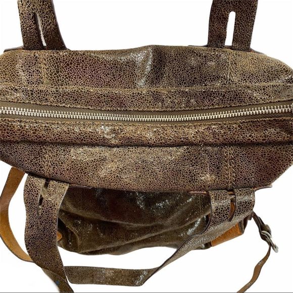 B.Makowsky brown metallic leather tote bag satchel - Picture 12 of 15